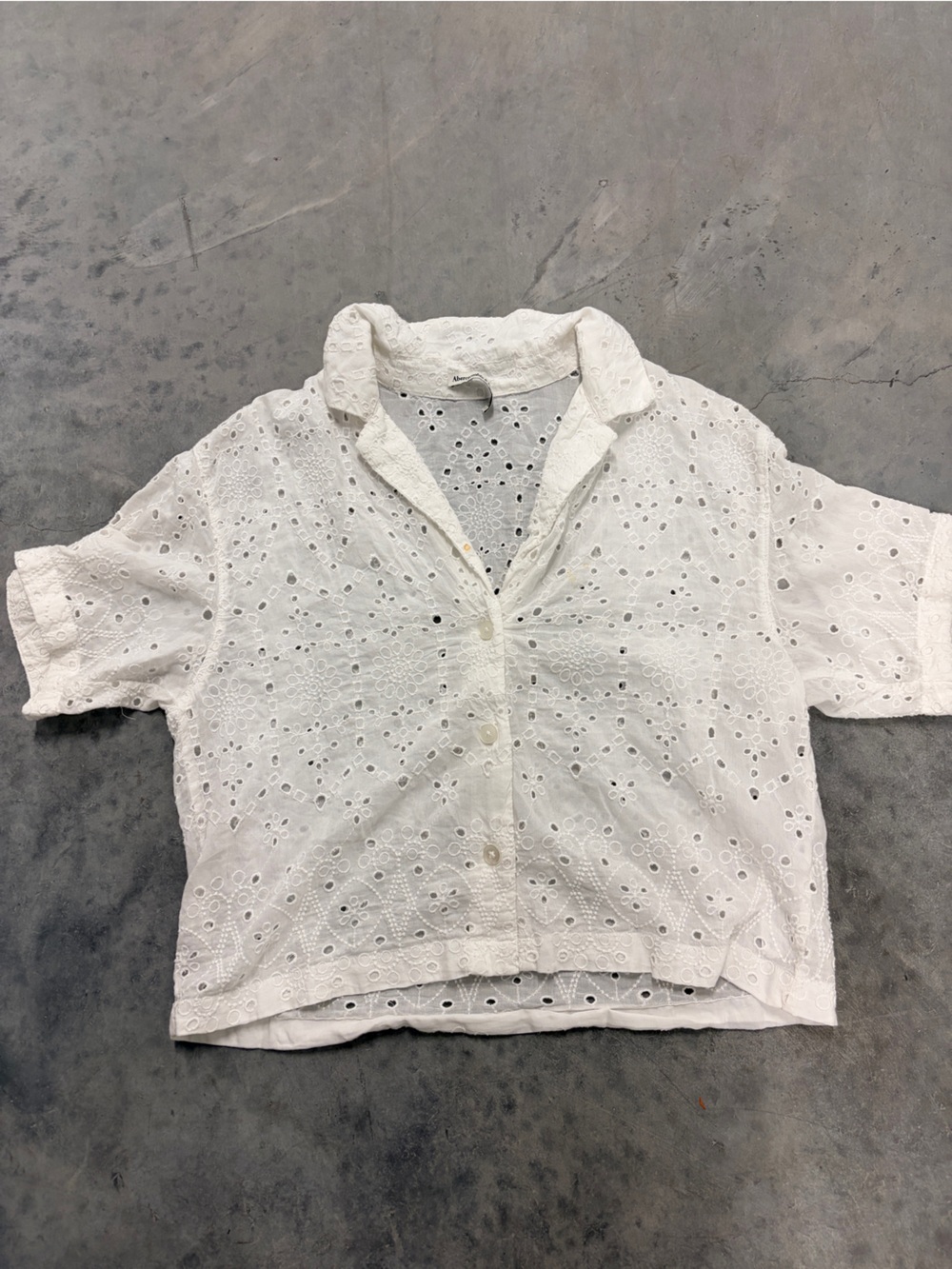 Abercrombie & Fitch White Eyelet Button-Front Shorts
